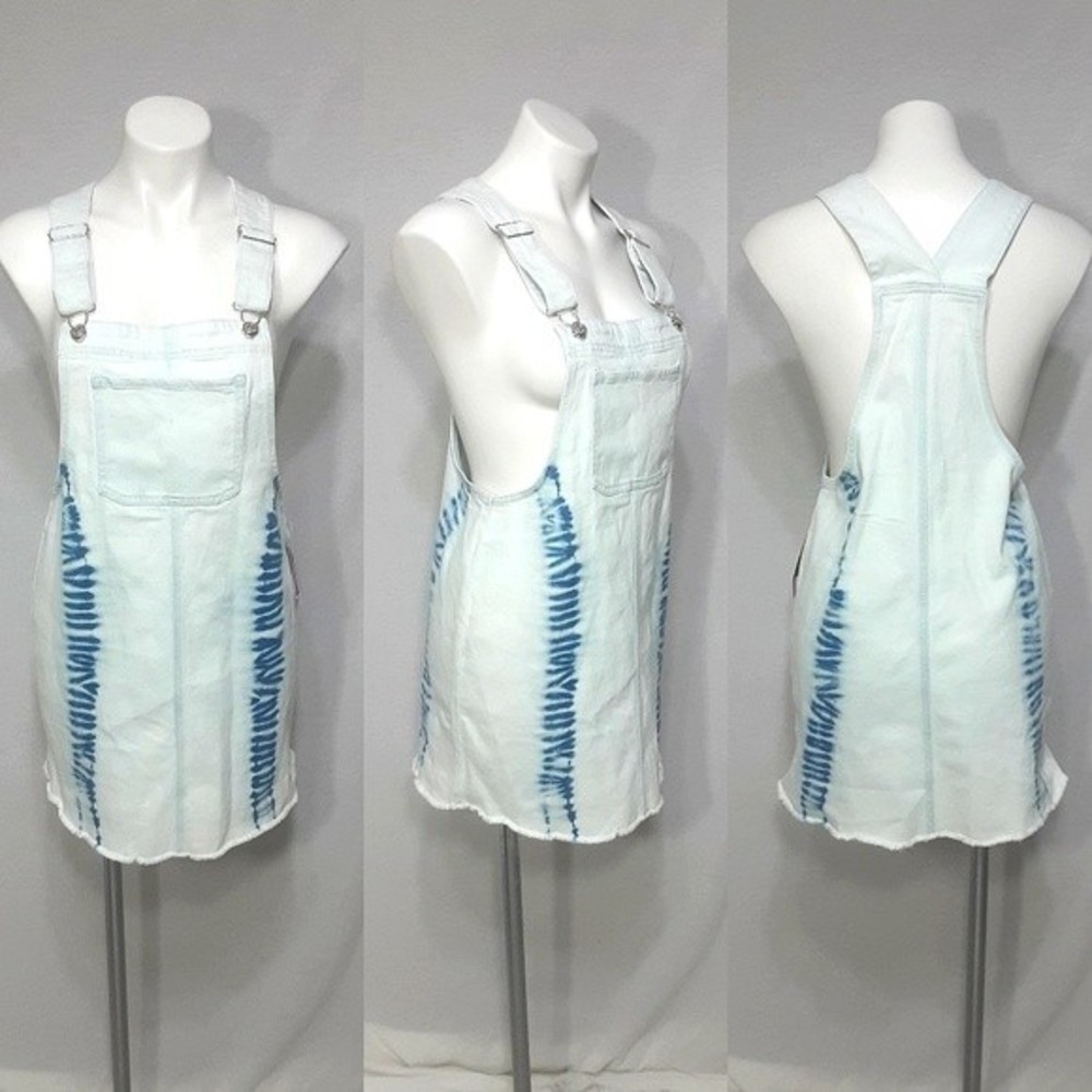 NWT Wild Fable Light Wash Denim Overall Dress Jumpsuit Small Frayed Hem Summer